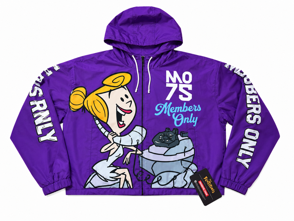 The Flintstones x Members Only Purple Hooded Windbreaker Jacket