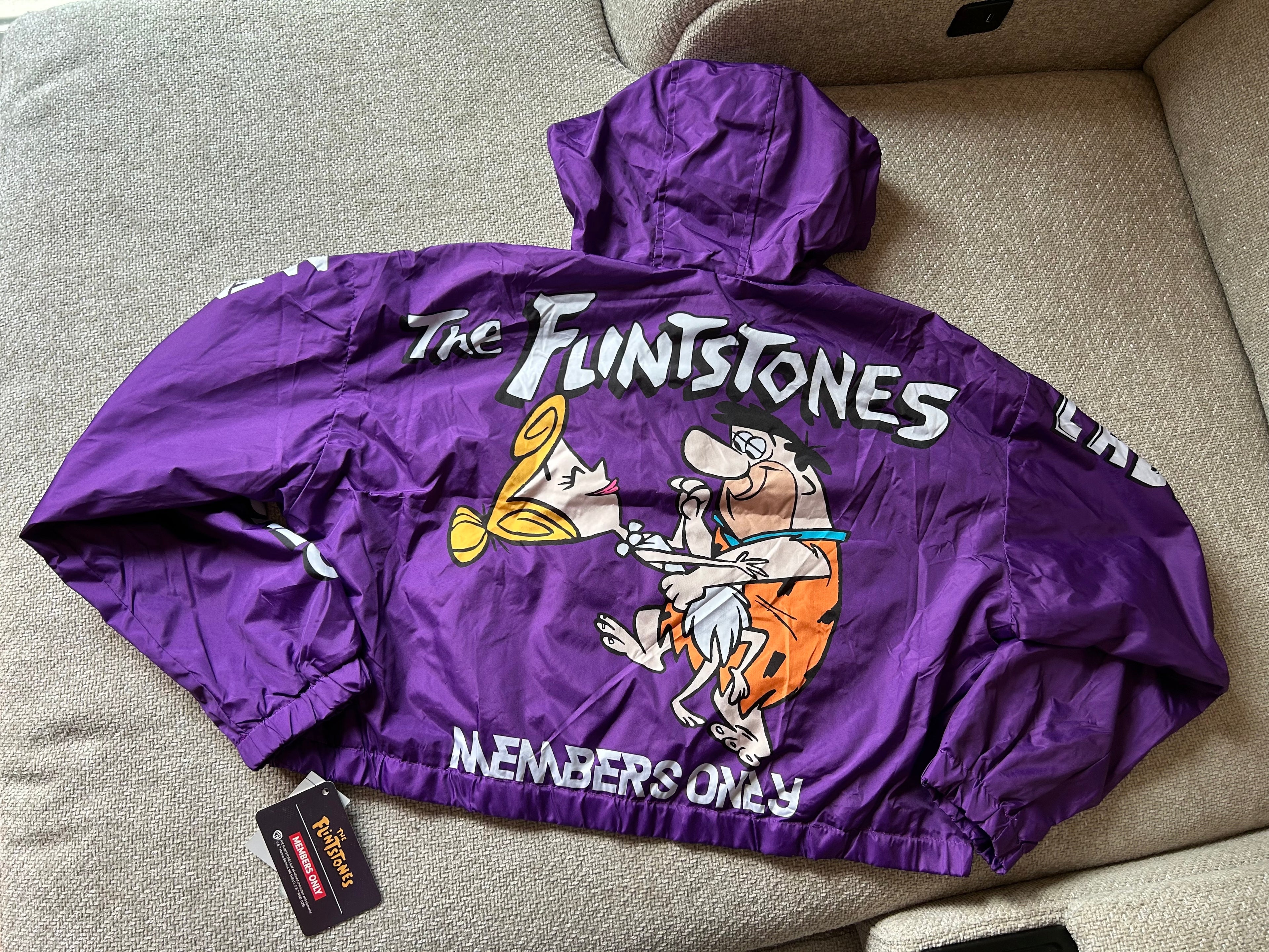 The Flintstones x Members Only Purple Hooded Windbreaker Jacket